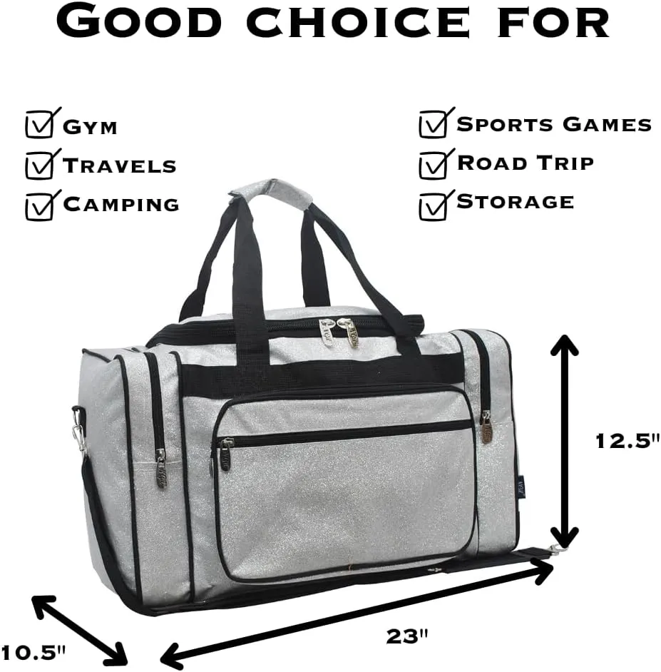 NGIL Canvas 23" inch Duffle Bag (Silver Glitter SLV)