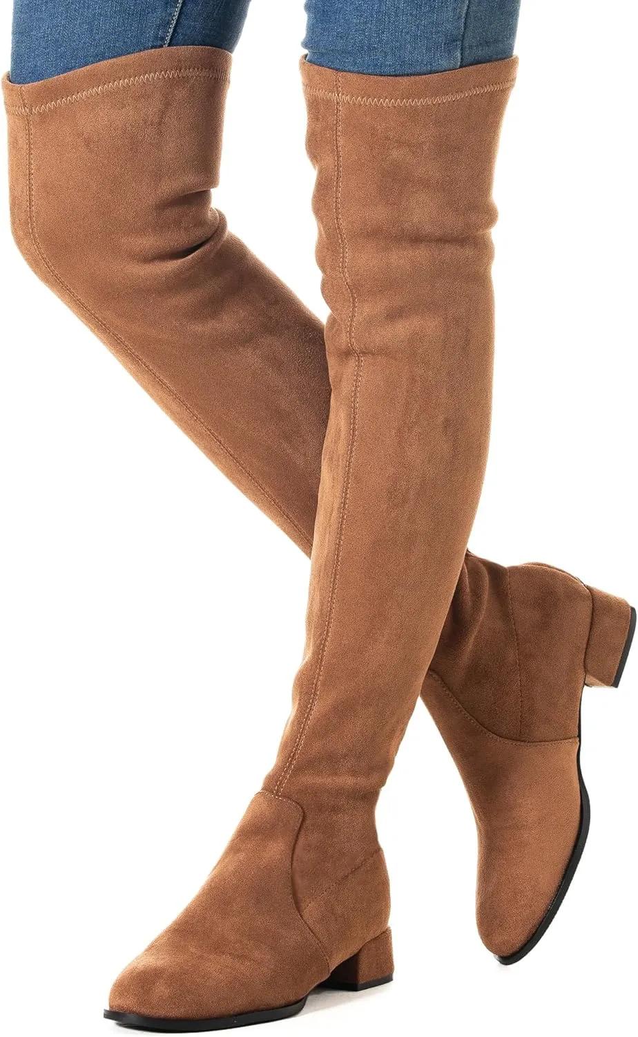 N.N.G Women Over the Knee Boots Thigh High Suede Block Winter Low Above Flat Long OTK Comfort Pointed toe