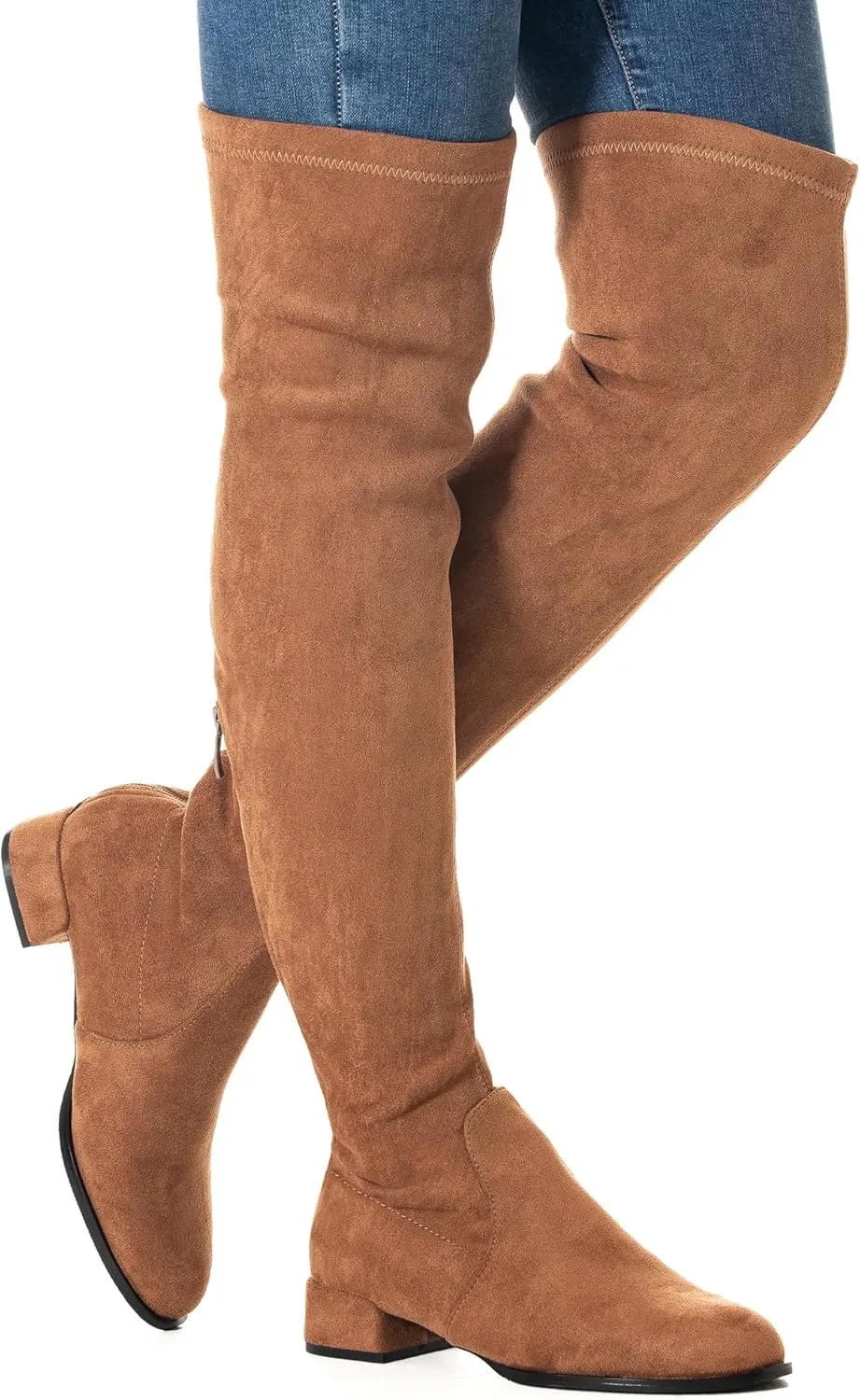 N.N.G Women Over the Knee Boots Thigh High Suede Block Winter Low Above Flat Long OTK Comfort Pointed toe