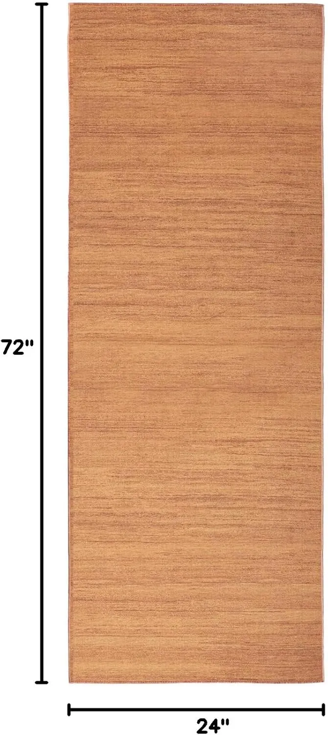 Nourison Washable Essentials Modern Copper 2' x 6' Area Rug, Non Shedding, Bed Room, Living Room, Dining Room, Kitchen (2x6)