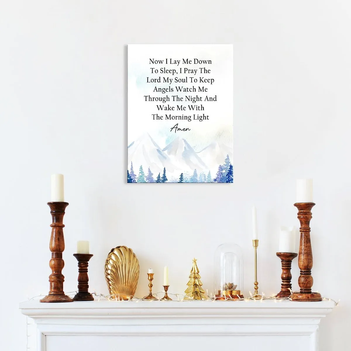 Now I Lay Me down to Sleep Prayer Wall Art,Christian Nursery Wall Decor,Bible Verse Canvas Wall Art,Scripture Wall Decor for Kids Room,Baptism Gifts for Girl Boys