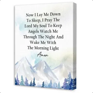Now I Lay Me down to Sleep Prayer Wall Art,Christian Nursery Wall Decor,Bible Verse Canvas Wall Art,Scripture Wall Decor for Kids Room,Baptism Gifts for Girl Boys