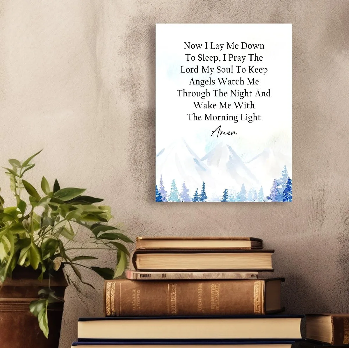 Now I Lay Me down to Sleep Prayer Wall Art,Christian Nursery Wall Decor,Bible Verse Canvas Wall Art,Scripture Wall Decor for Kids Room,Baptism Gifts for Girl Boys