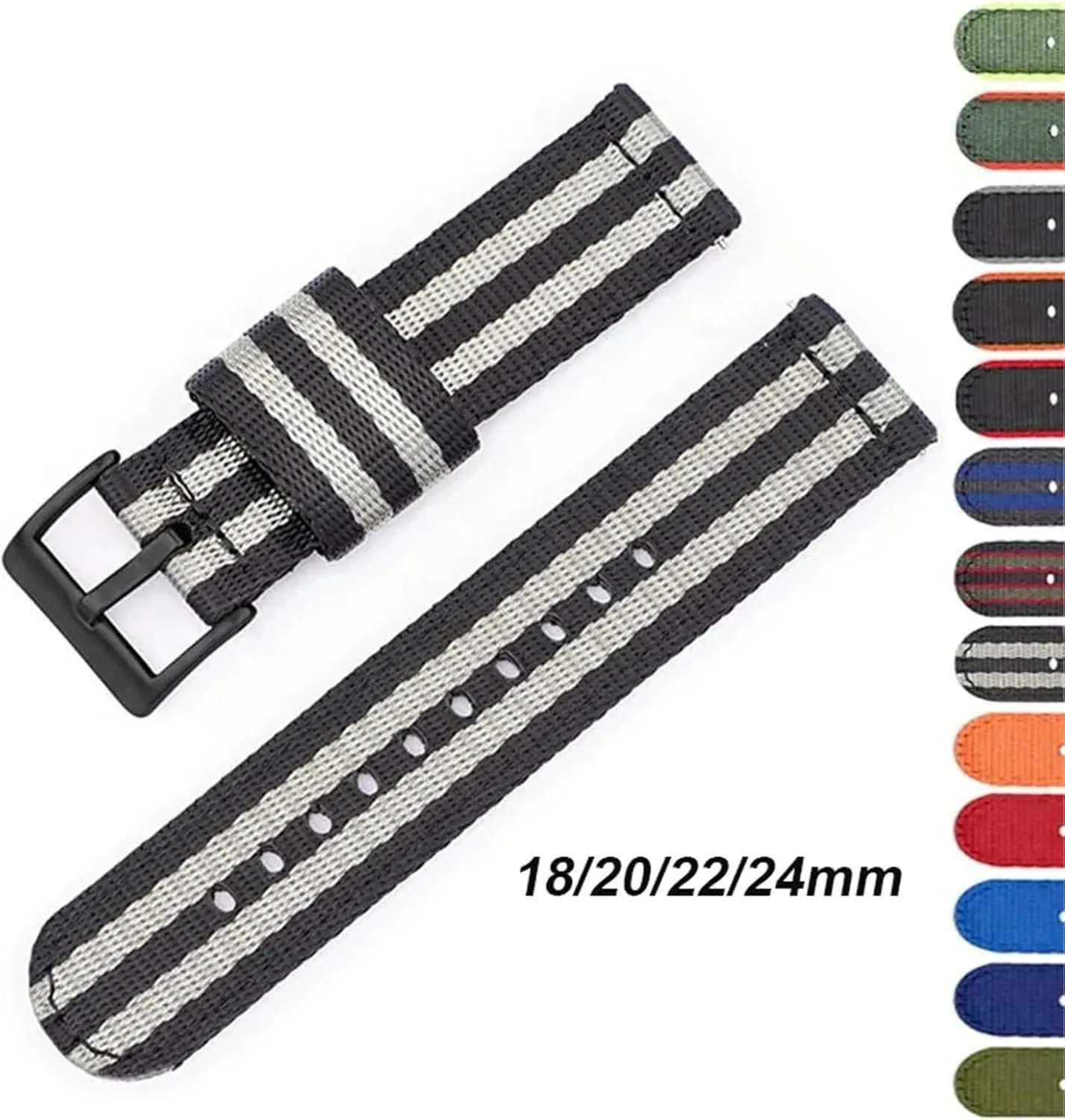 Nylon Watch Band 18 20 22 24mm Sport Quick Release Replacement Bracelet Men Women Universal Strap