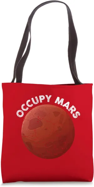 Occupy Mars Sci-Fi Space interstellar Rocket Starship Tote Bag