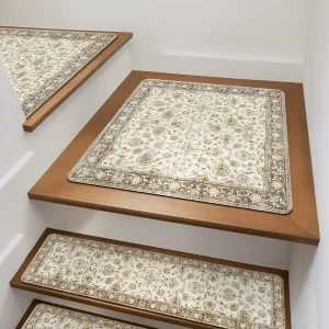 OJIA Stair Treads Non-Slip Matching Mat for Wooden Steps, Square Capet Stair Treads Rubber Backing Stair Runner Anti-Slip Stair Landing Mat 31x31 Inch Stair Rugs Carpet for Stairs