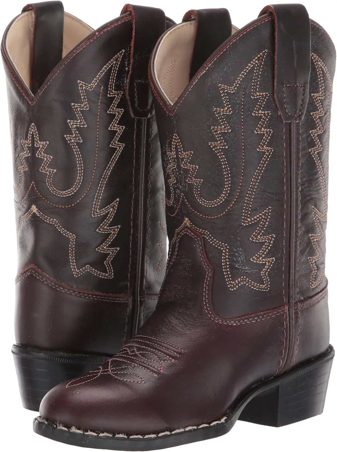 Old West Unisex-Child Round Toe Western Boot