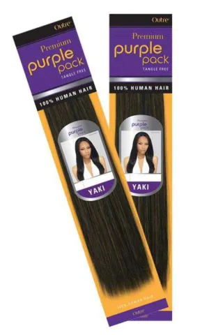 Outre Premium 100% Human Hair Weave PURPLE PACK YAKI (10 Inch, 1 Jet Black)