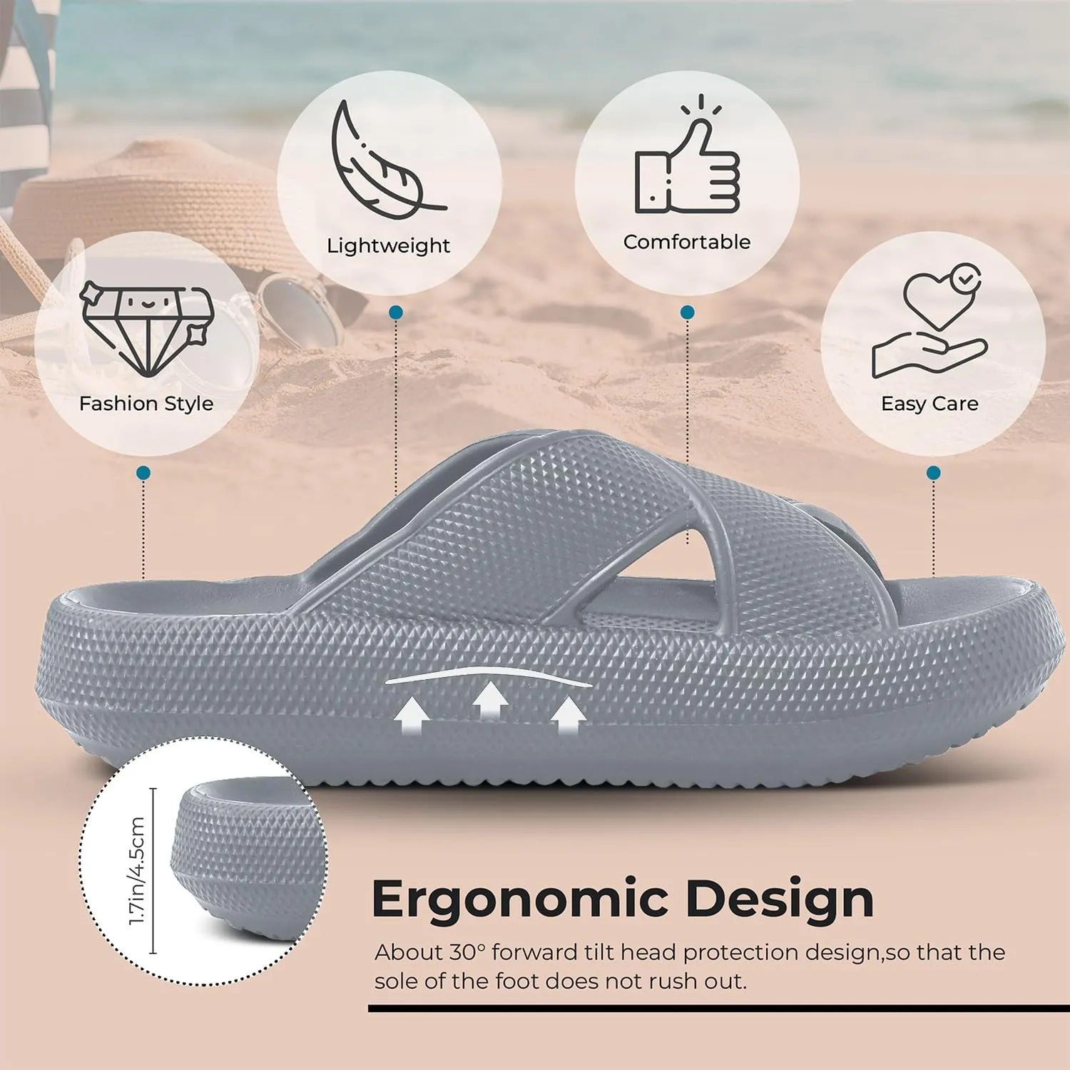 Pillow Slippers for Women and Men - Anti-Slip, Breathable House Shoes with Cross Strap Design, Cushioned Thick Sole for Ultimate Comfort and Versatility