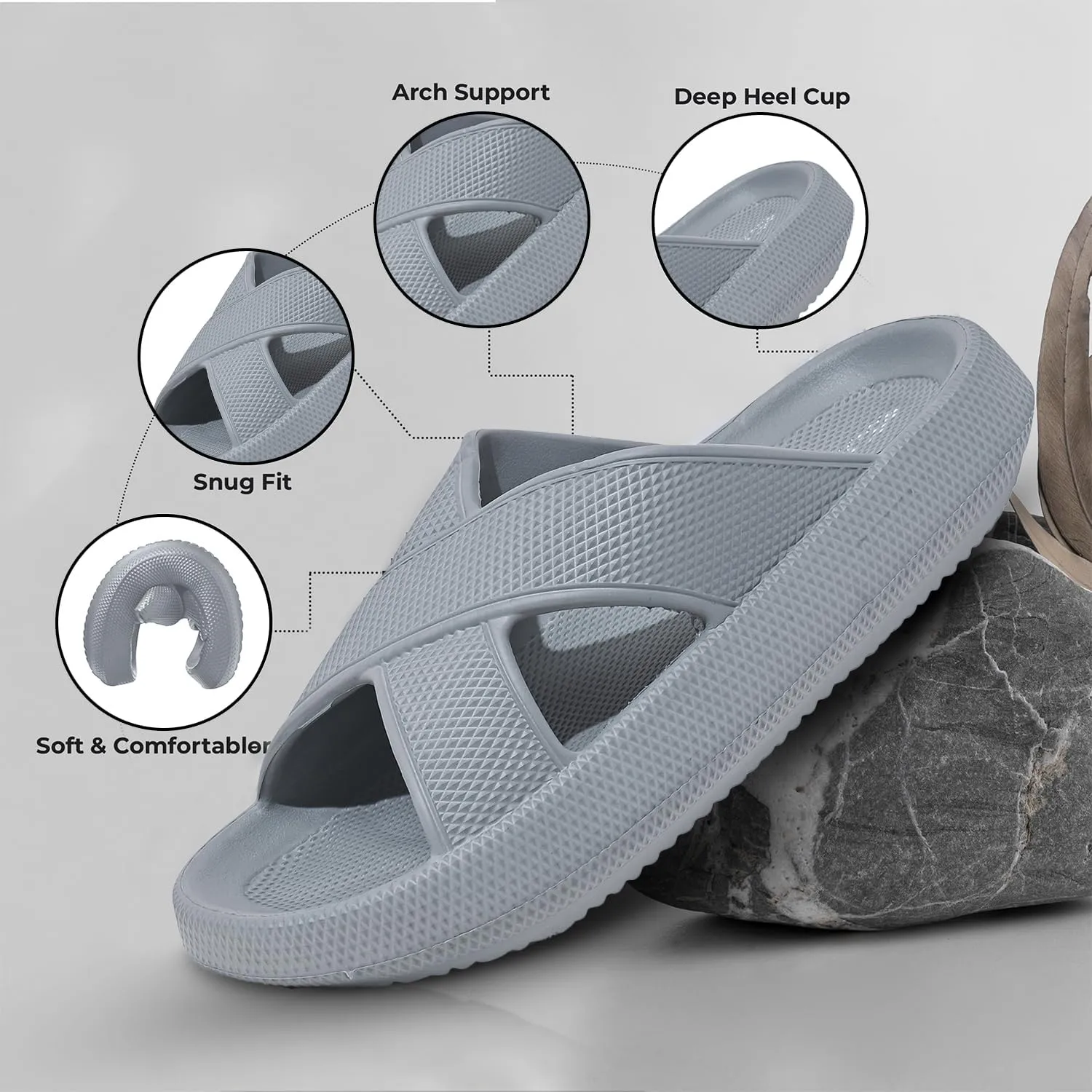 Pillow Slippers for Women and Men - Anti-Slip, Breathable House Shoes with Cross Strap Design, Cushioned Thick Sole for Ultimate Comfort and Versatility
