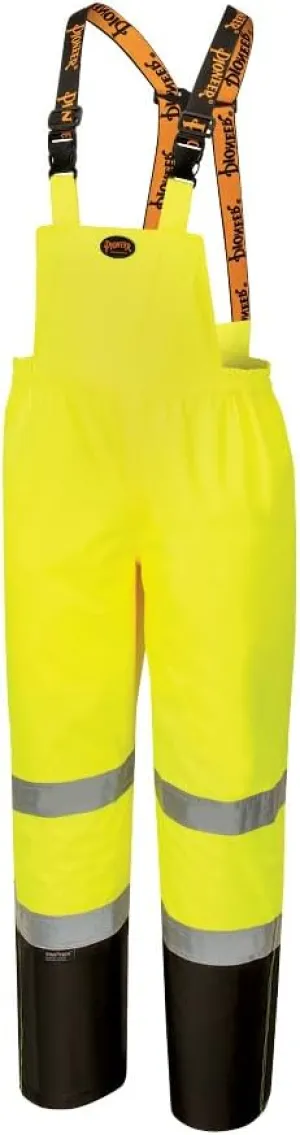 Pioneer Hi Vis Ripstop Waterproof Bib Pants/Overalls for Men - Reflective Safety Work Rain Pants