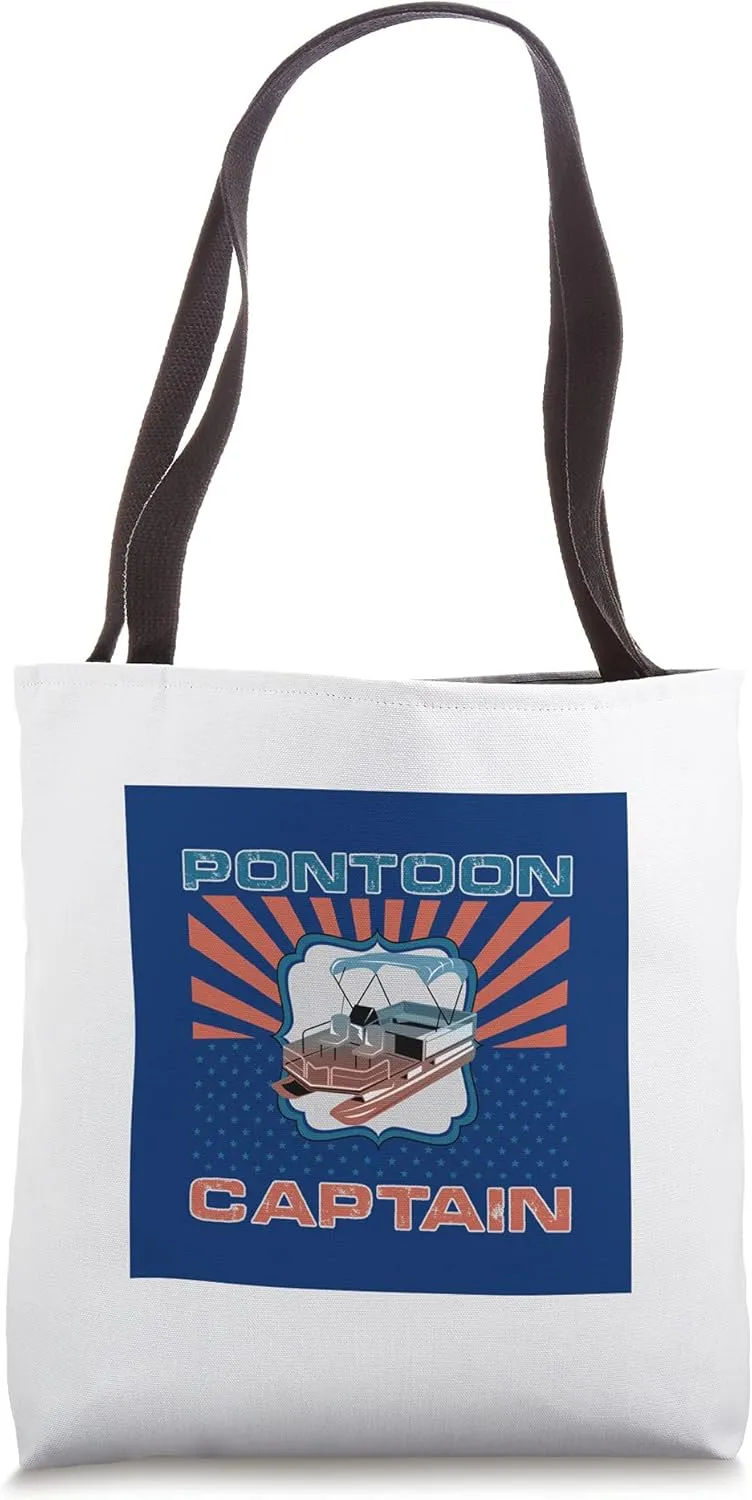 Pontoon Captain Men Women Flatboat Boat Lovers Stars Stripes Tote Bag