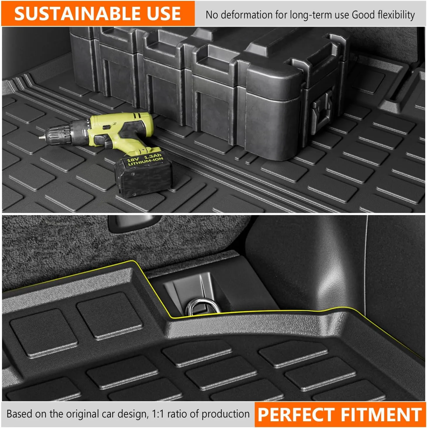 powoq Trunk Mat Compatible with 2012-2016 Honda CRV Trunk Liner TPE Cargo Liner Cargo Mat Replacement for 2012 2013 2014 2015 2016 Honda CRV Accessories (Fit 12-16 Model, Trunk Mat)