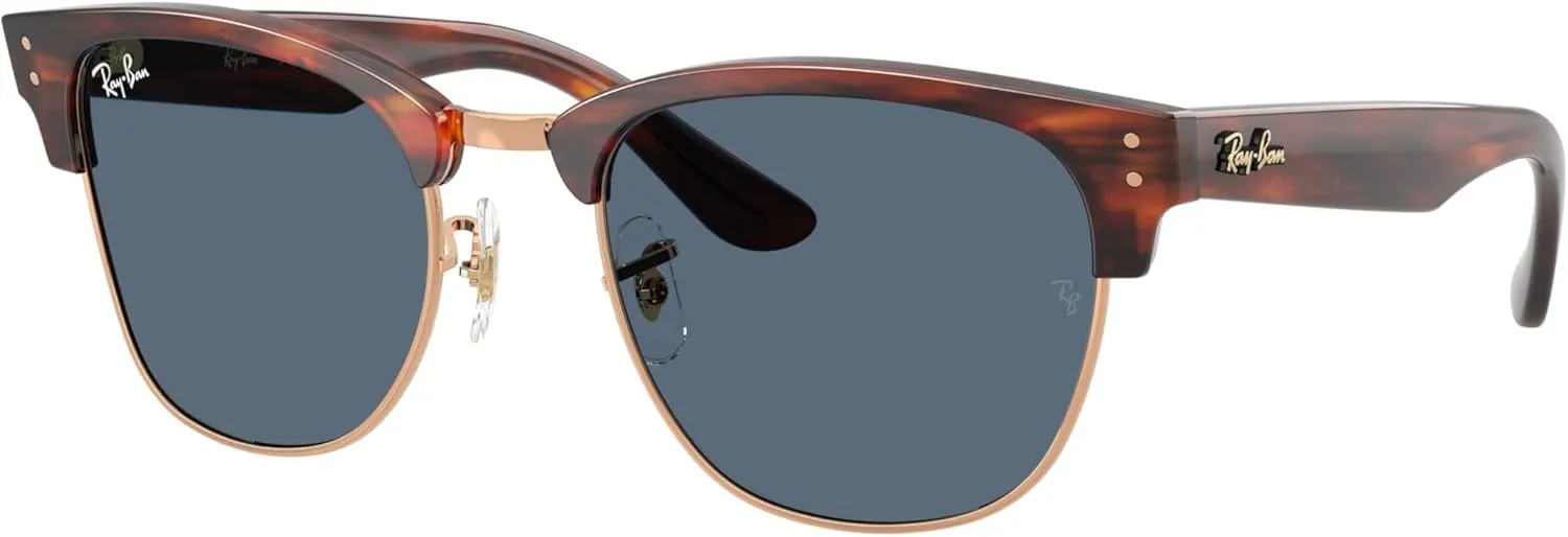 Ray-Ban RBR0504S Sunglasses Bundle: RBR 0504 S CLUBMASTER REVERSE 13983A Striped Havana On Rosegold/Dark Blue Polyamide Standard and Universal Anti-slip Silicone Leash
