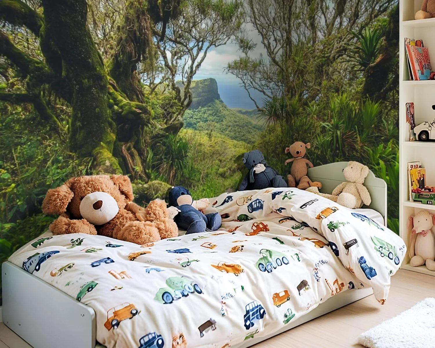 Removable Self Adhesive Jungle Trail Reunion Island Canvas Wall Murals, Peel and Stick Wallpaper for Kids Bedroom Living Room Office Wall Decor 69''x98''