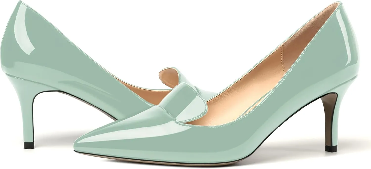 ROSERWISH Womens Patent Pointed Toe Fashion Party Slip On Office Stiletto High Heel Pumps Dress Shoes 2.5 Inch