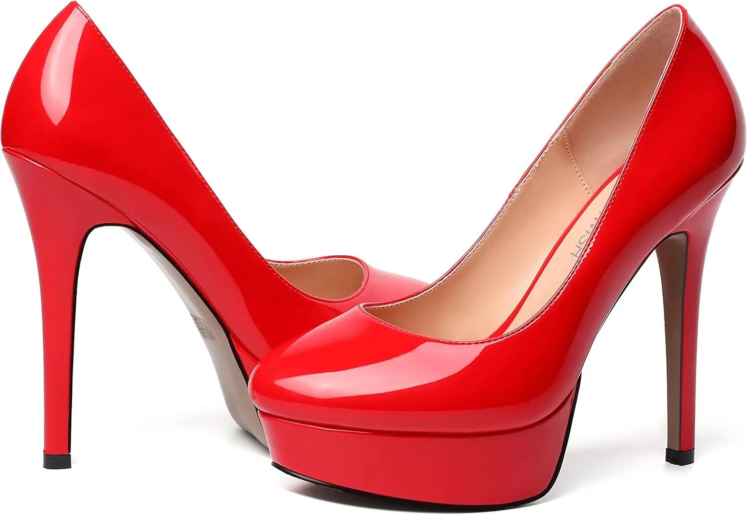 ROSERWISH Womens Round Toe Slip On Platform Patent Sexy Evening Party Stiletto High Heel Pumps Dress Shoes 5 Inch
