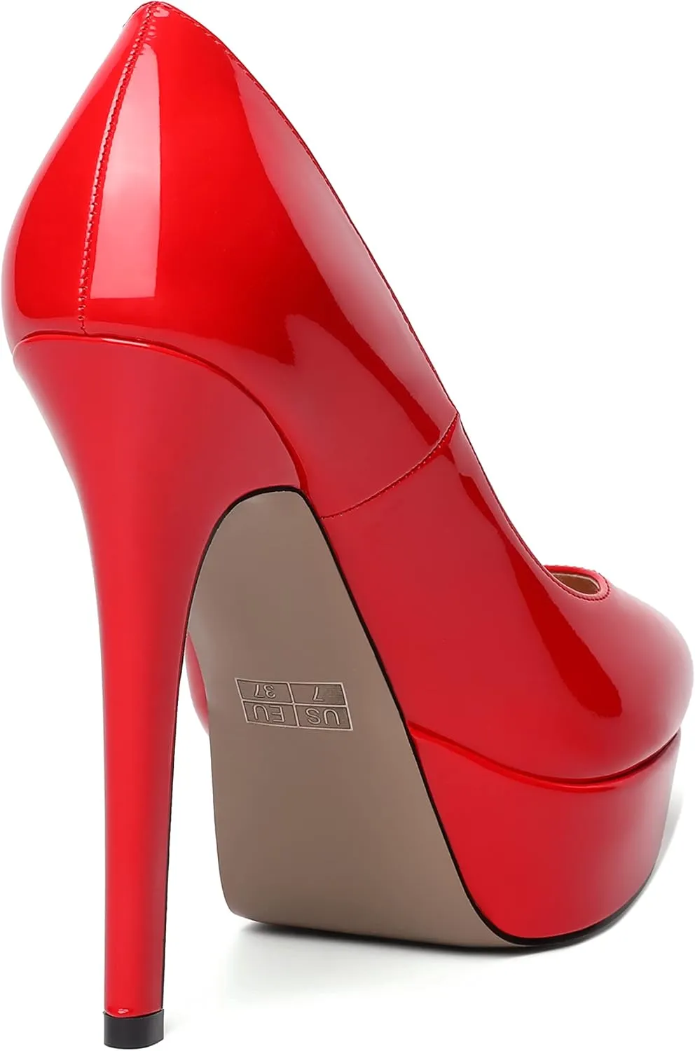 ROSERWISH Womens Round Toe Slip On Platform Patent Sexy Evening Party Stiletto High Heel Pumps Dress Shoes 5 Inch