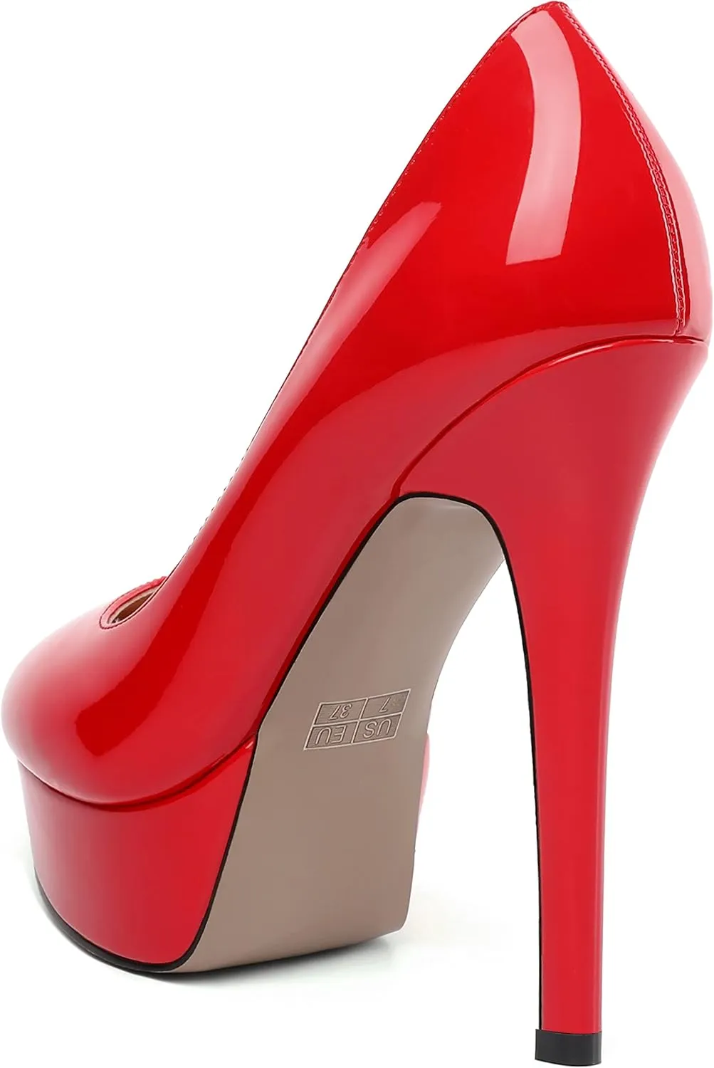 ROSERWISH Womens Round Toe Slip On Platform Patent Sexy Evening Party Stiletto High Heel Pumps Dress Shoes 5 Inch