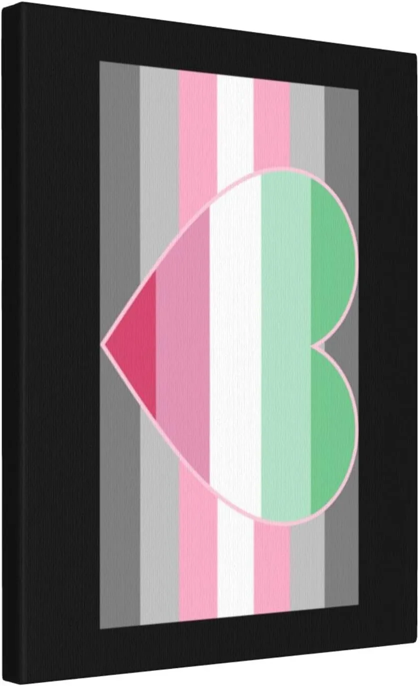 Rqwaaed Demigirl Abro-Pride Flag LGBTQ 16x20 inch Canvas Wall Art Print Home Wall Decorations for Living Room Bedroom Unframed Decor