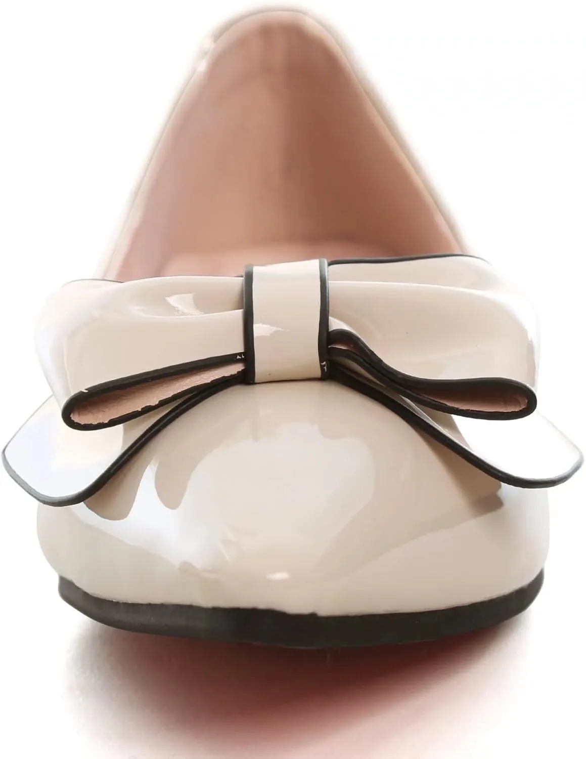 SAILING LU Womens Pointed Toe Shoes PU Ballet Flats Bow-Knot Dress Shoes Slip-on Comfortable Wear to Work Walking Flat Slip-ons