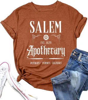 Salem T-Shirt Women Halloween Witch Sisters Shirt Salem Witch Shirt Fall Holiday Tees Casual Short Sleeve Tops