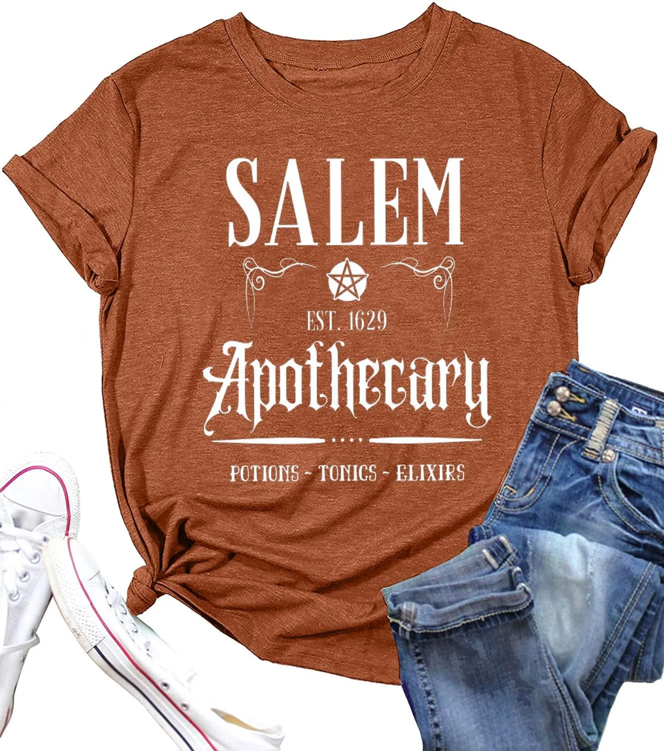 Salem T-Shirt Women Halloween Witch Sisters Shirt Salem Witch Shirt Fall Holiday Tees Casual Short Sleeve Tops