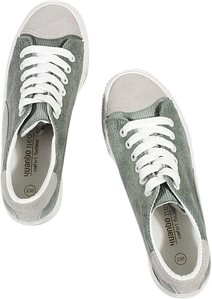 SATUKI Canvas Shoes for Women,Lace Up Casual Comfort Flat Sports Fashion Sneakers