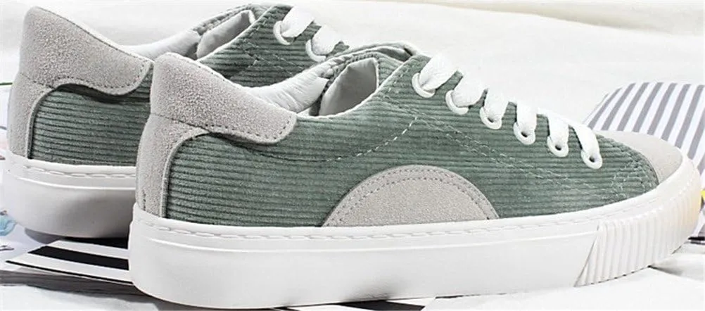SATUKI Canvas Shoes for Women,Lace Up Casual Comfort Flat Sports Fashion Sneakers