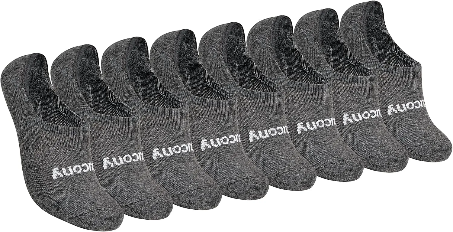 Saucony Women's No Show Cushioned Invisible Liner Socks, Available in S-L (8, 16 Pairs)