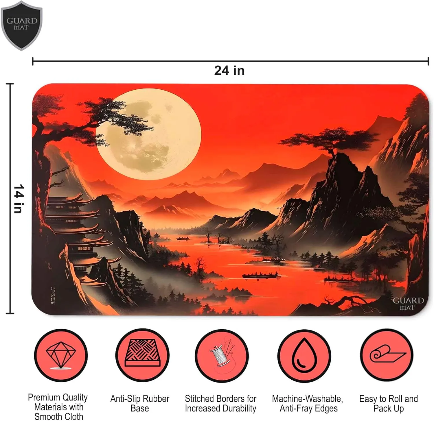 Scarlet Lake (Stitched) - MTG Playmat - Compatible with Magic The Gathering Playmat - Play MTG, YuGiOh, LOTR, TCG - Original Art & Accessories