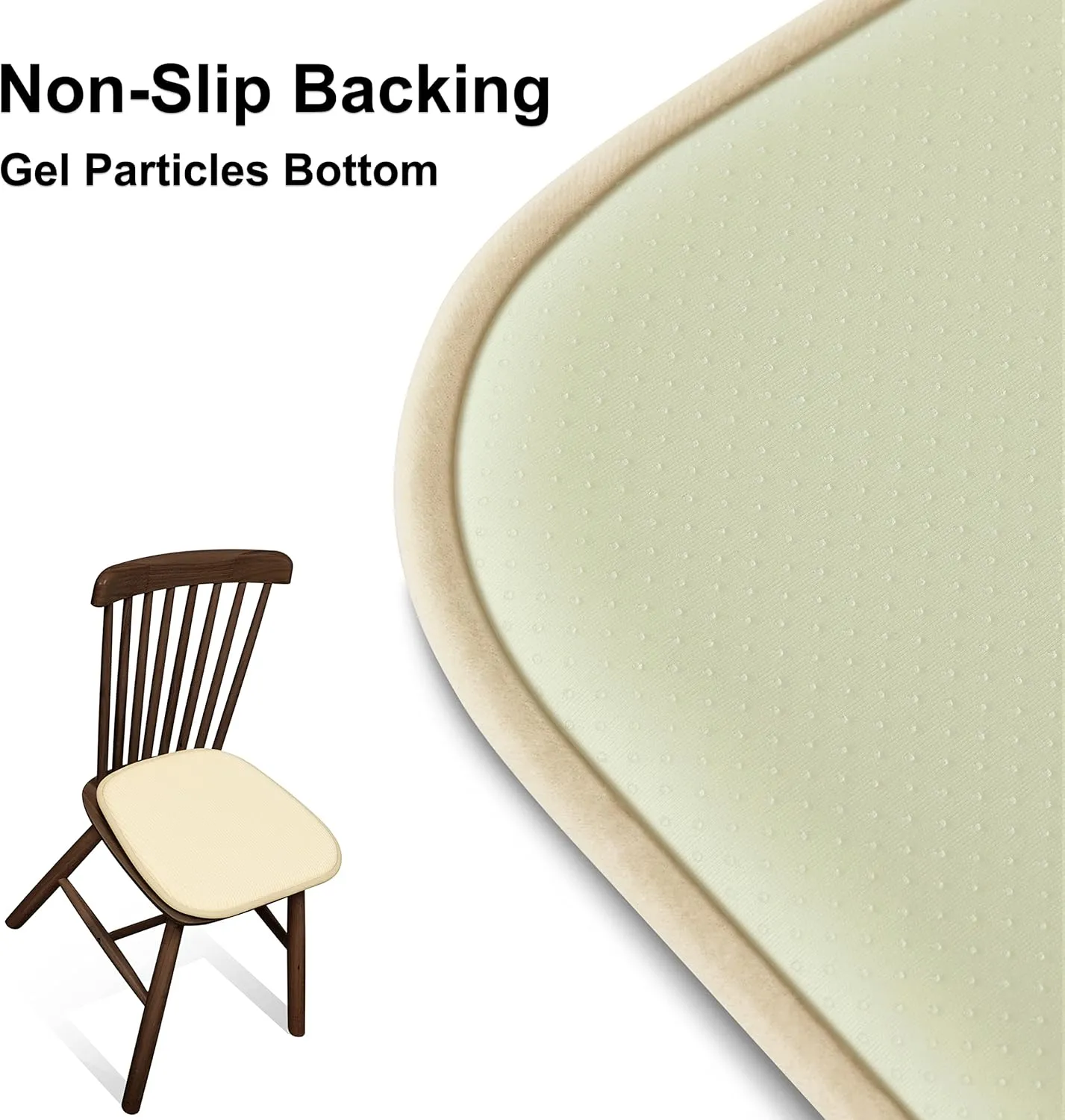 Shinnwa Kitchen Seat Cushions Set of 2, Non Slip Dining Chair Cushions, U-Shaped Indoor Chair Pads, 2 Pack, 15 x 16 Inches, Beige