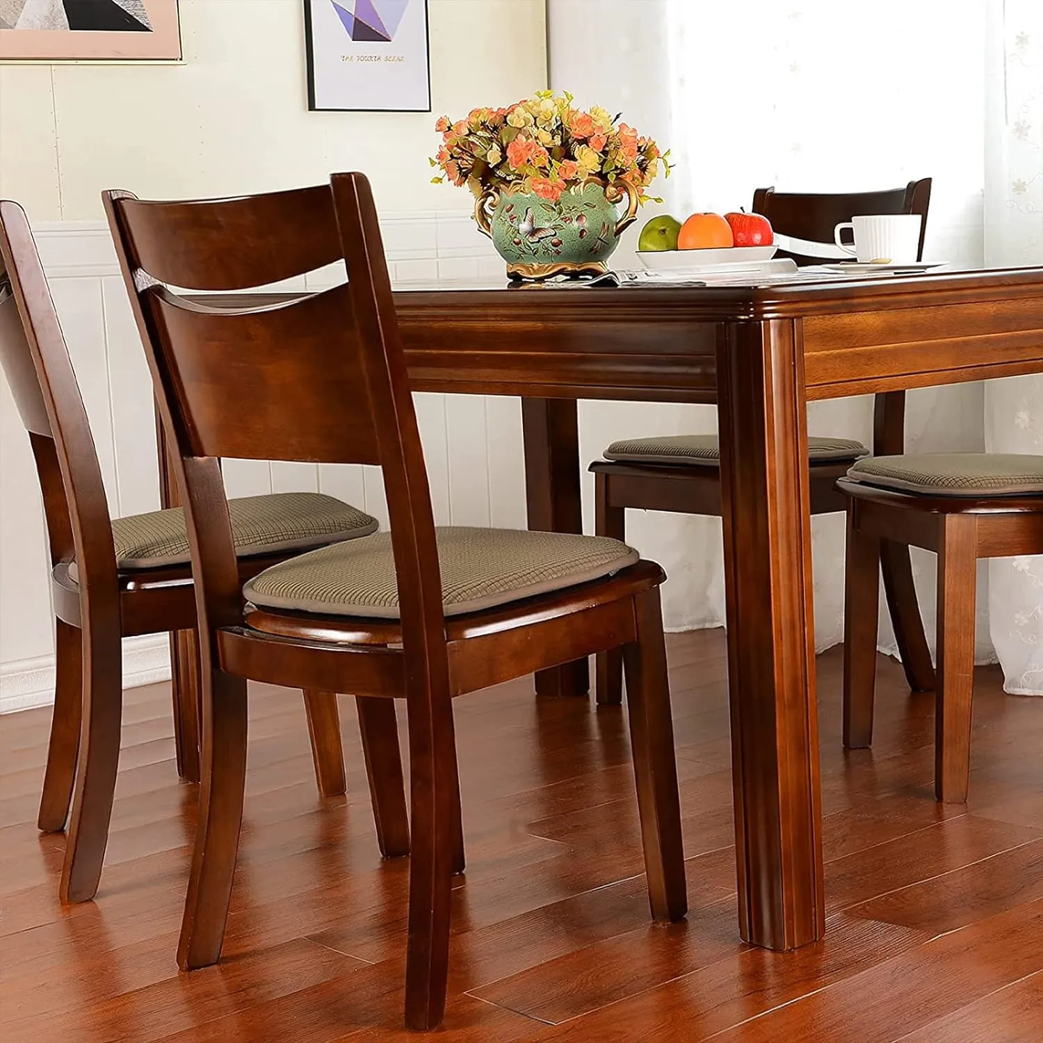 Shinnwa Kitchen Seat Cushions Set of 2, Non Slip Dining Chair Cushions, U-Shaped Indoor Chair Pads, 2 Pack, 15 x 16 Inches, Brown