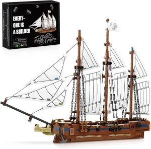 Ship Building Sets for Adults, MOC Display Boat Sailboat Model Kit, Collectible Medieval Warships Creative Decoration Gifts Toys for Adults Boys Girls 8-12, 637 Pcs