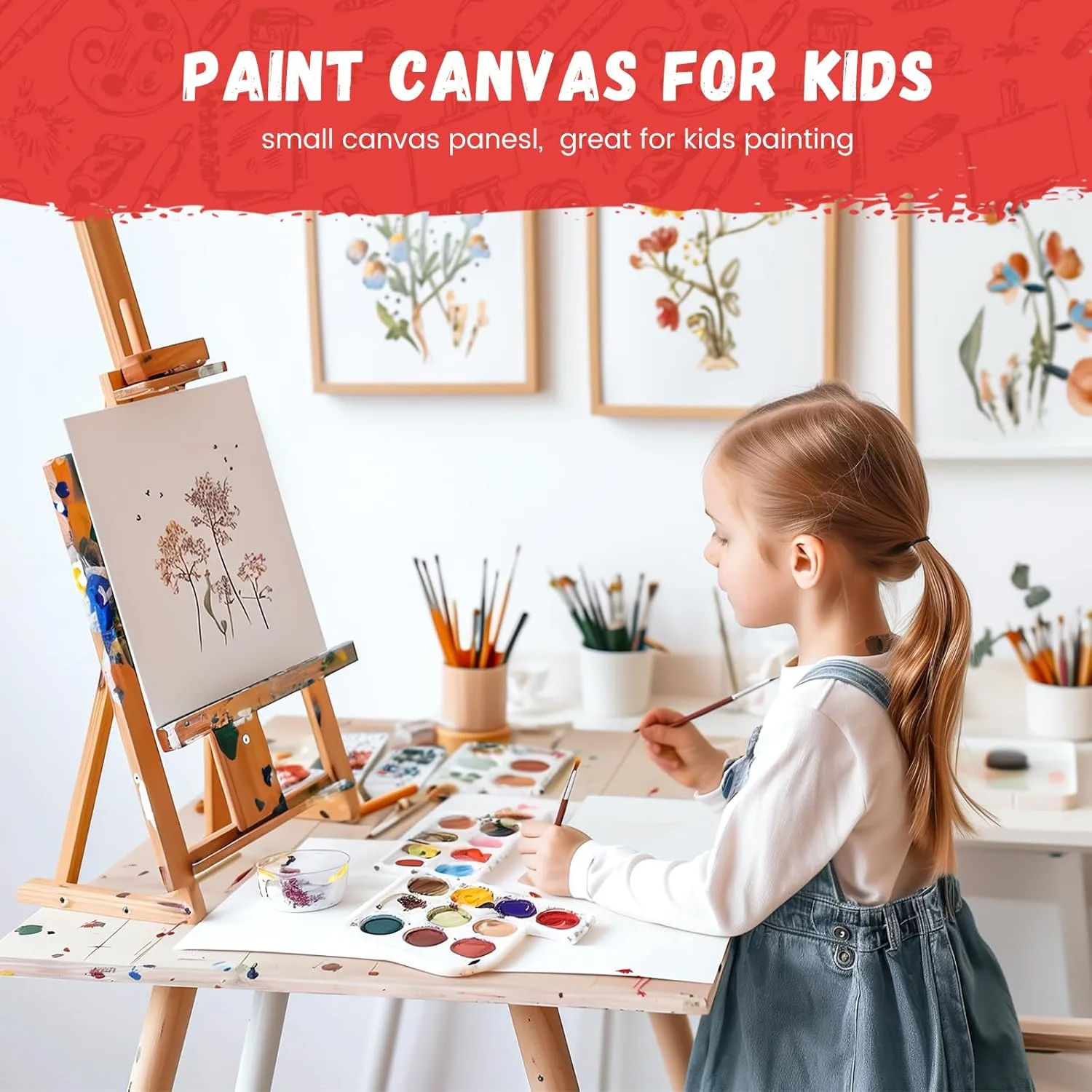 Simetufy 42 Pack 5x7 Inch Flat Canvas Boards for Painting, 8oz Pre-Primed Small Canvas Panels, Acid-Free 100% Cotton for Acrylics Oil Watercolor Paints