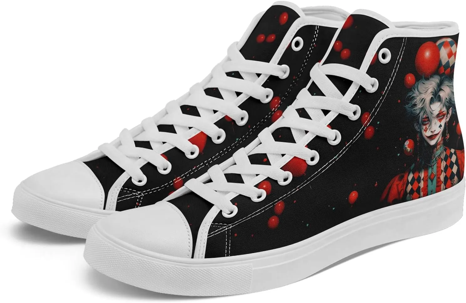Skull High Top Canvas Sneakers Fashion Punk Rock Joker Print Shoes Casual Walking Shoes Streetwear