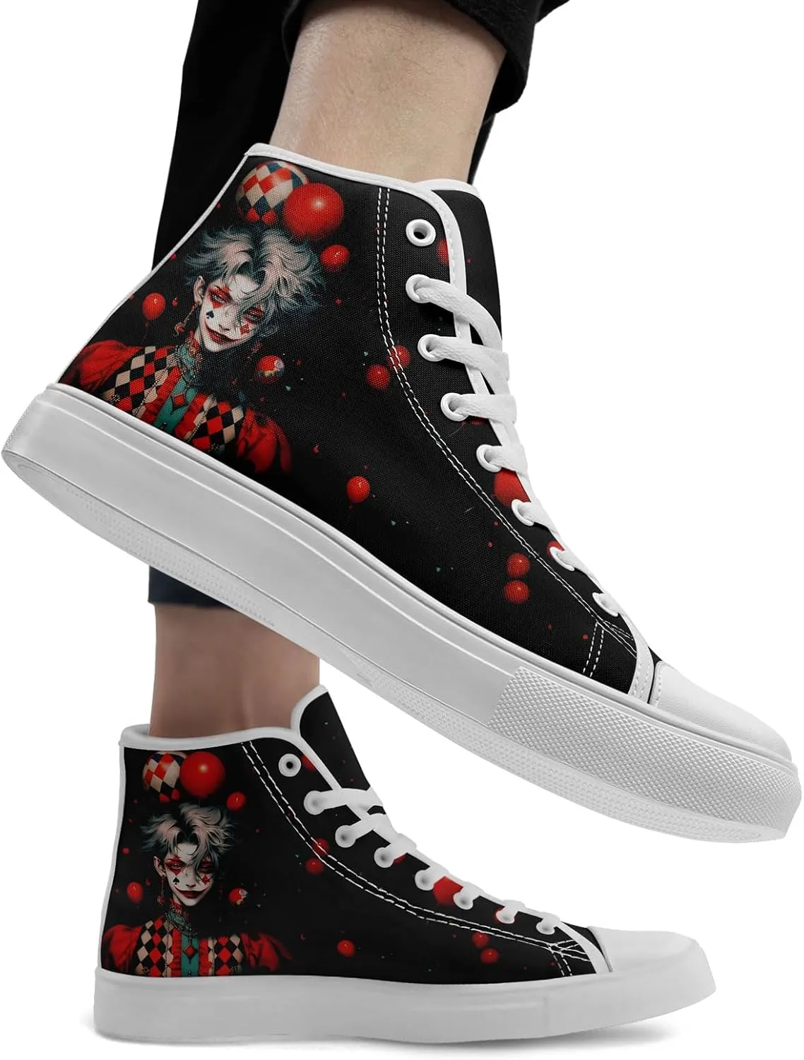 Skull High Top Canvas Sneakers Fashion Punk Rock Joker Print Shoes Casual Walking Shoes Streetwear