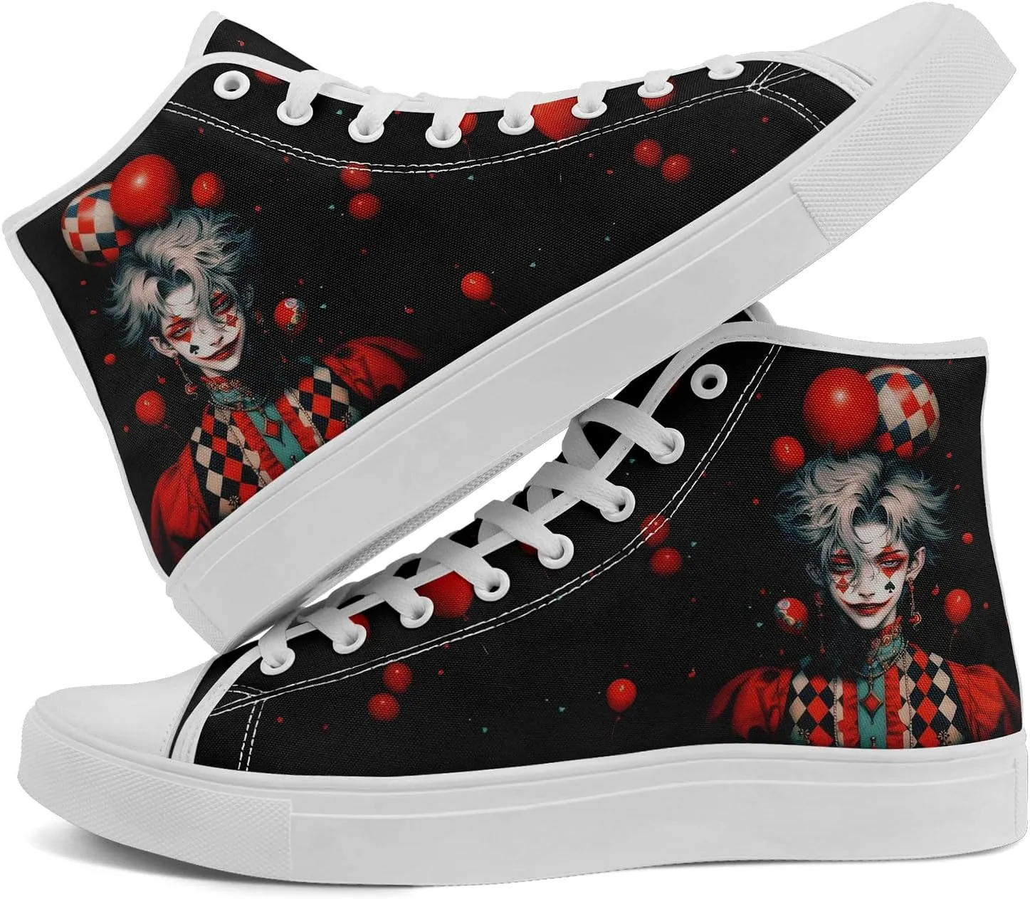 Skull High Top Canvas Sneakers Fashion Punk Rock Joker Print Shoes Casual Walking Shoes Streetwear