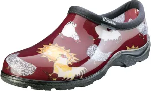 Sloggers Original Waterproof Rain and Garden Shoe for Women– Outdoor Slip-On Garden Clog - Made in The USA with Premium Comfort Insole and Arch Support - Chicken Print Barn Red, Size 8