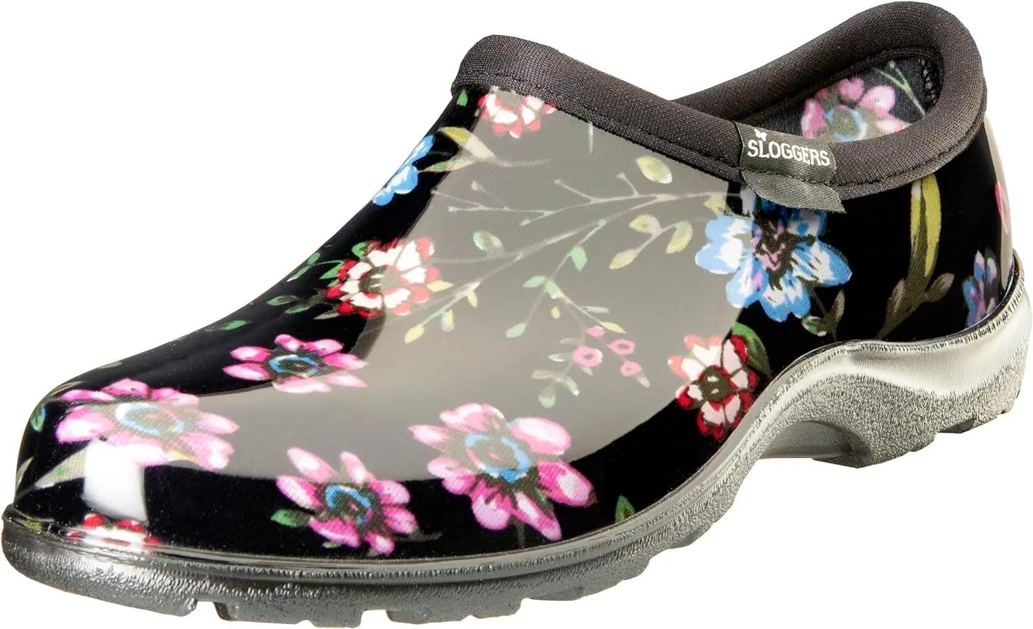 Sloggers Original Waterproof Rain and Garden Shoe for Women– Outdoor Slip-On Garden Clog - Made in The USA with Premium Comfort Insole and Arch Support - Ditsy Spring Black, Size 7