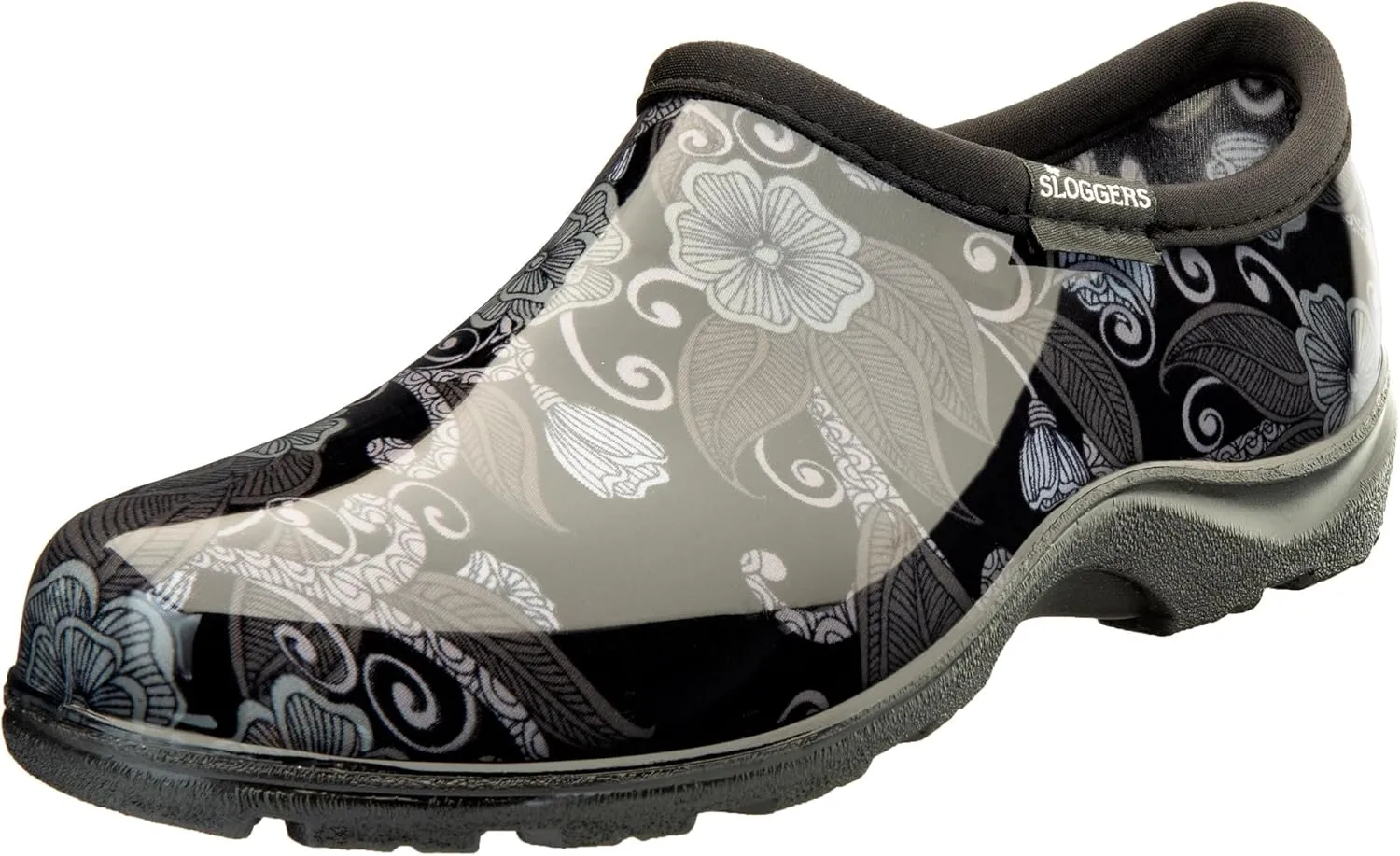 Sloggers Original Waterproof Rain and Garden Shoe for Women– Outdoor Slip-On Garden Clog - Made in The USA with Premium Comfort Insole and Arch Support - Mod Floral Print Black, Size 9