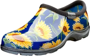 Sloggers Original Waterproof Rain and Garden Shoe for Women– Outdoor Slip-On Garden Clog - Made in The USA with Premium Comfort Insole and Arch Support - Sunflower Print Blue, Size 10