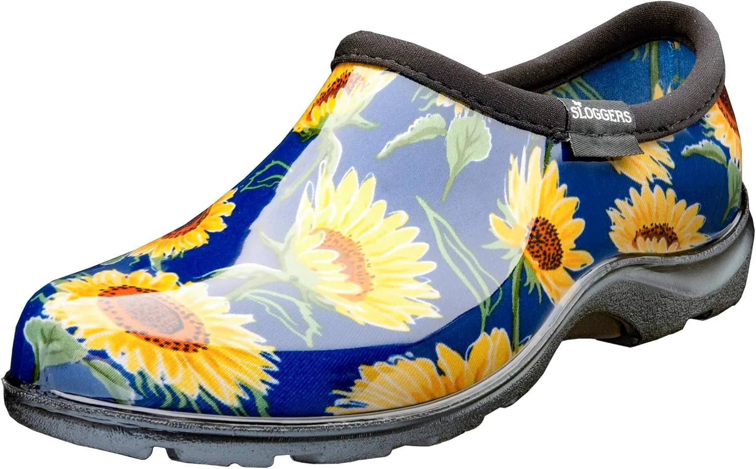Sloggers Original Waterproof Rain and Garden Shoe for Women– Outdoor Slip-On Garden Clog - Made in The USA with Premium Comfort Insole and Arch Support - Sunflower Print Blue, Size 10