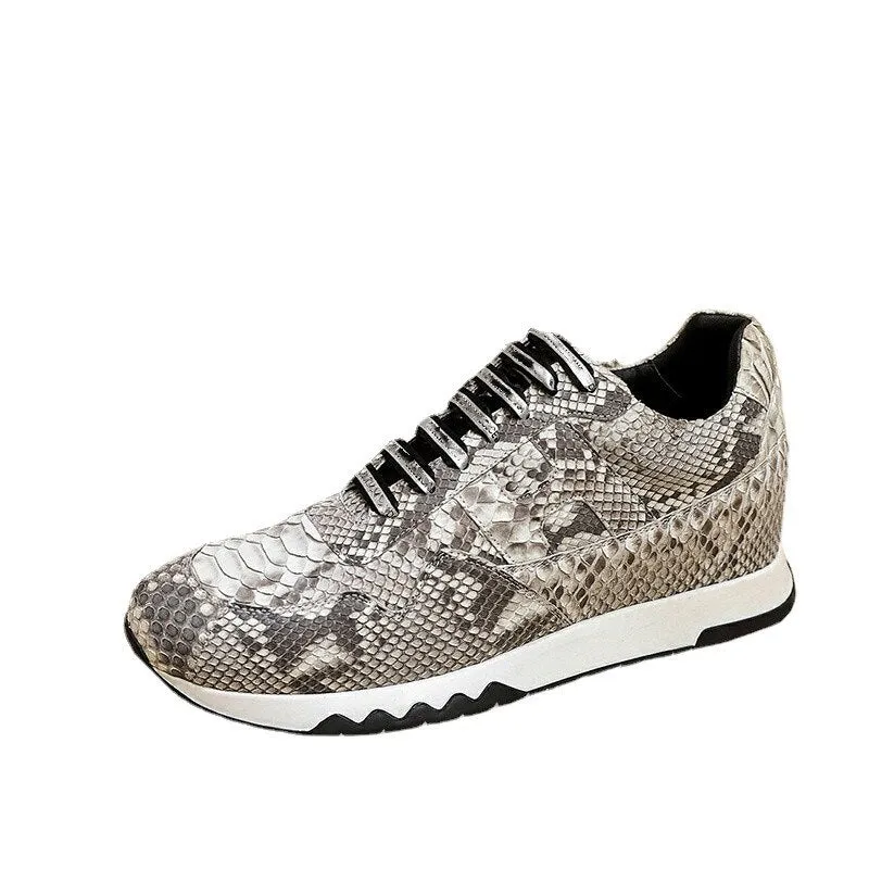 Snake Skin Men's Luxury Sneakers Trend Heightening Casual