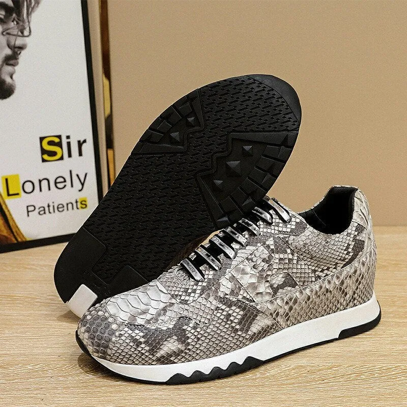 Snake Skin Men's Luxury Sneakers Trend Heightening Casual