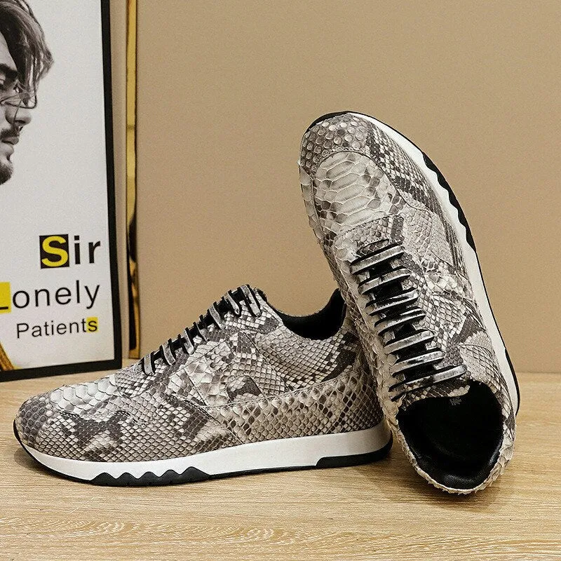 Snake Skin Men's Luxury Sneakers Trend Heightening Casual