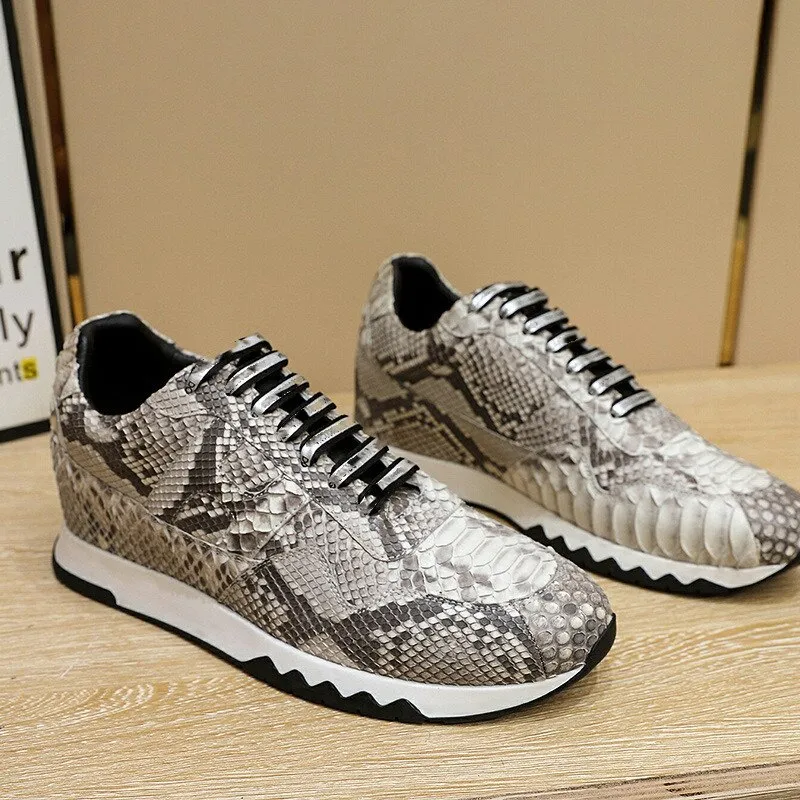 Snake Skin Men's Luxury Sneakers Trend Heightening Casual