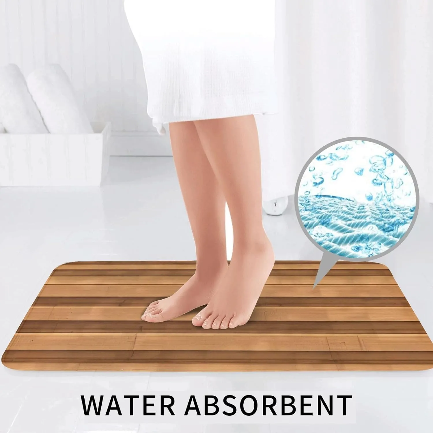 Soft and Comfortable Flannel Bathroom Non Slip Rugs,Super Absorbent Anti-Skid Carpet 3 Pieces/Set Original Wood Color Texture
