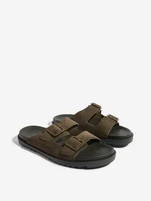SOLEPLAY Olive Suede Slip-On Sandals