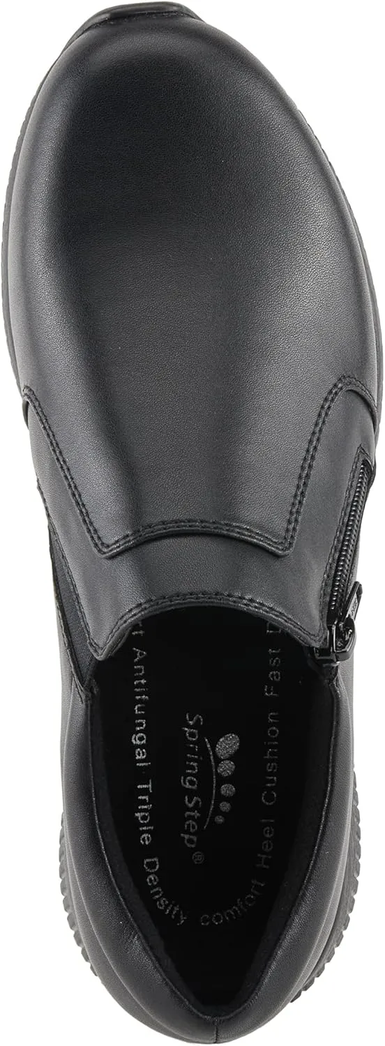 Spring Step Branski Professional Shoes for Women Work - Everyday Wear Slip On Womens Nursing Shoes Leather Upper, Cushioned Footbed, Zipper Closure